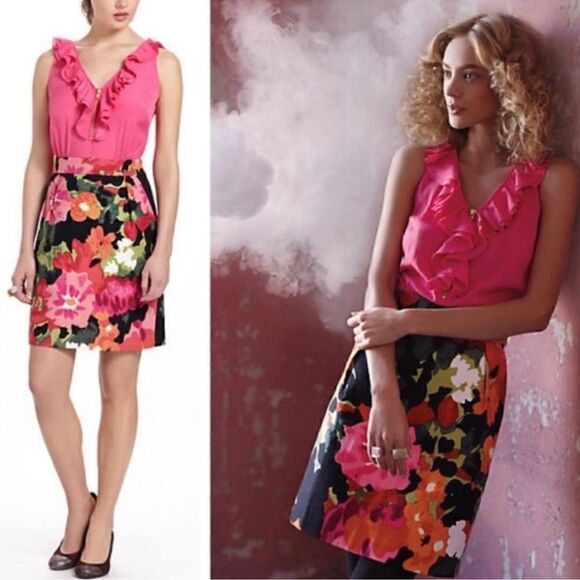 Anthropologie Tabitha Great Escape Floral Ruffle Dress 4 - Picture 1 of 4